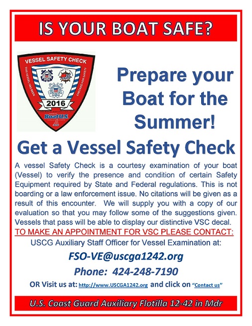Vessel Safety Check United States Coast Guard Auxiliary